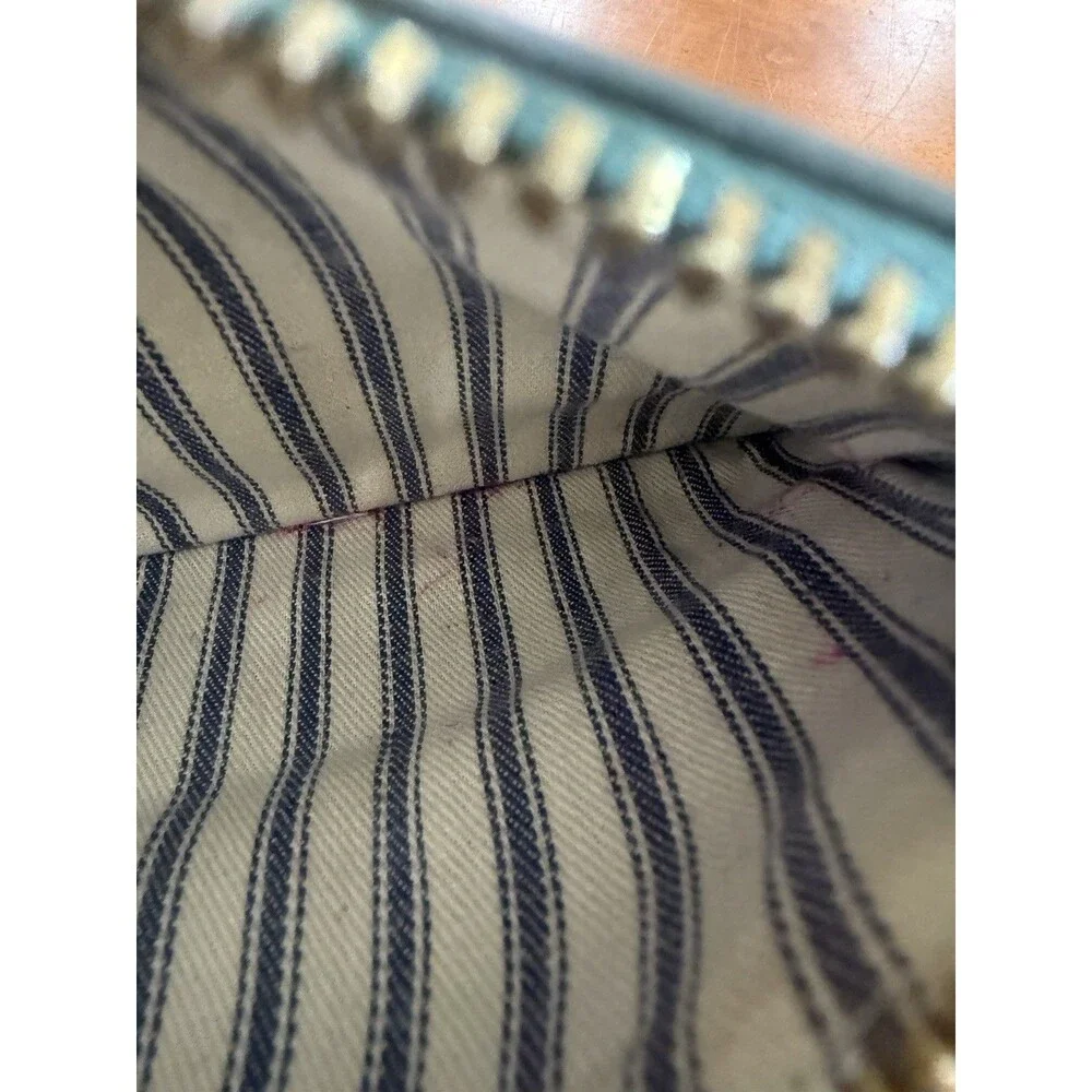 Vintage Coach Skinny Case Olive Green Leather, Cloth Striped Lining 7170 - Picture 7 of 8